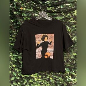 Whitney Houston Crop Top T-Shirt Black Junior Women Medium